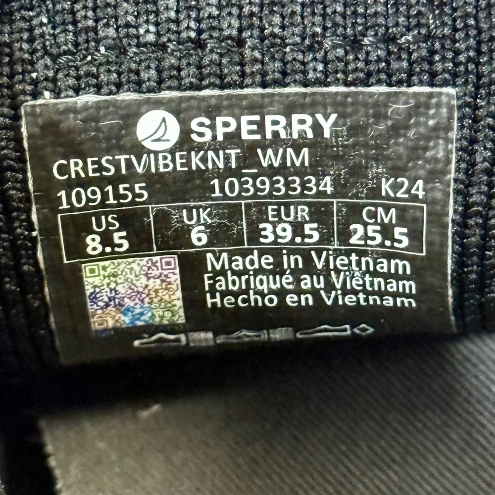 Sperry Crest Vibe Knit Black Sneakers Womens 8.5 Low Top Casual Shoes 109155